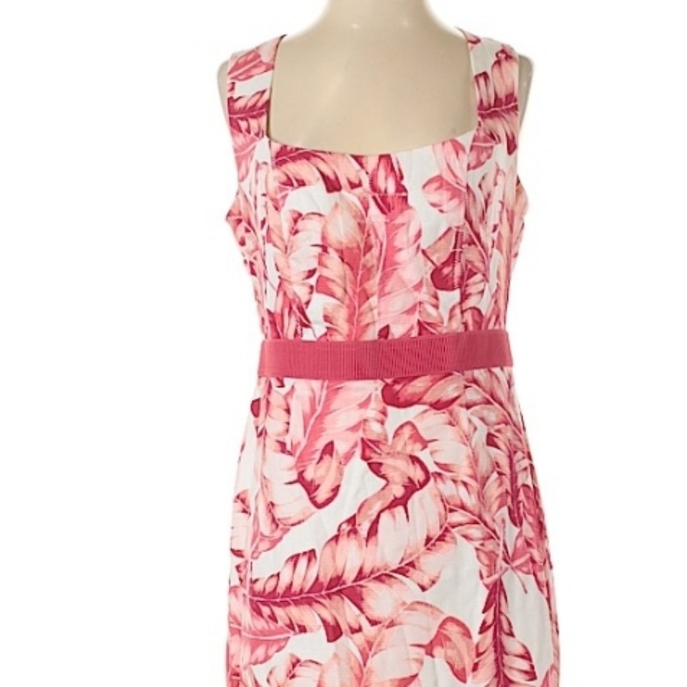 New York & Company pink palm frond dress